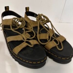 Dr.Martens Nartilla Gladiator Sandals Muted Olive Nubuck Leather Size 11